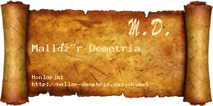 Mallár Demetria névjegykártya